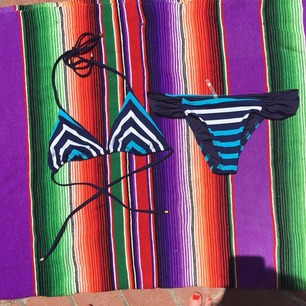 Vitamin A Blue and white stripe Bikini! NBW!